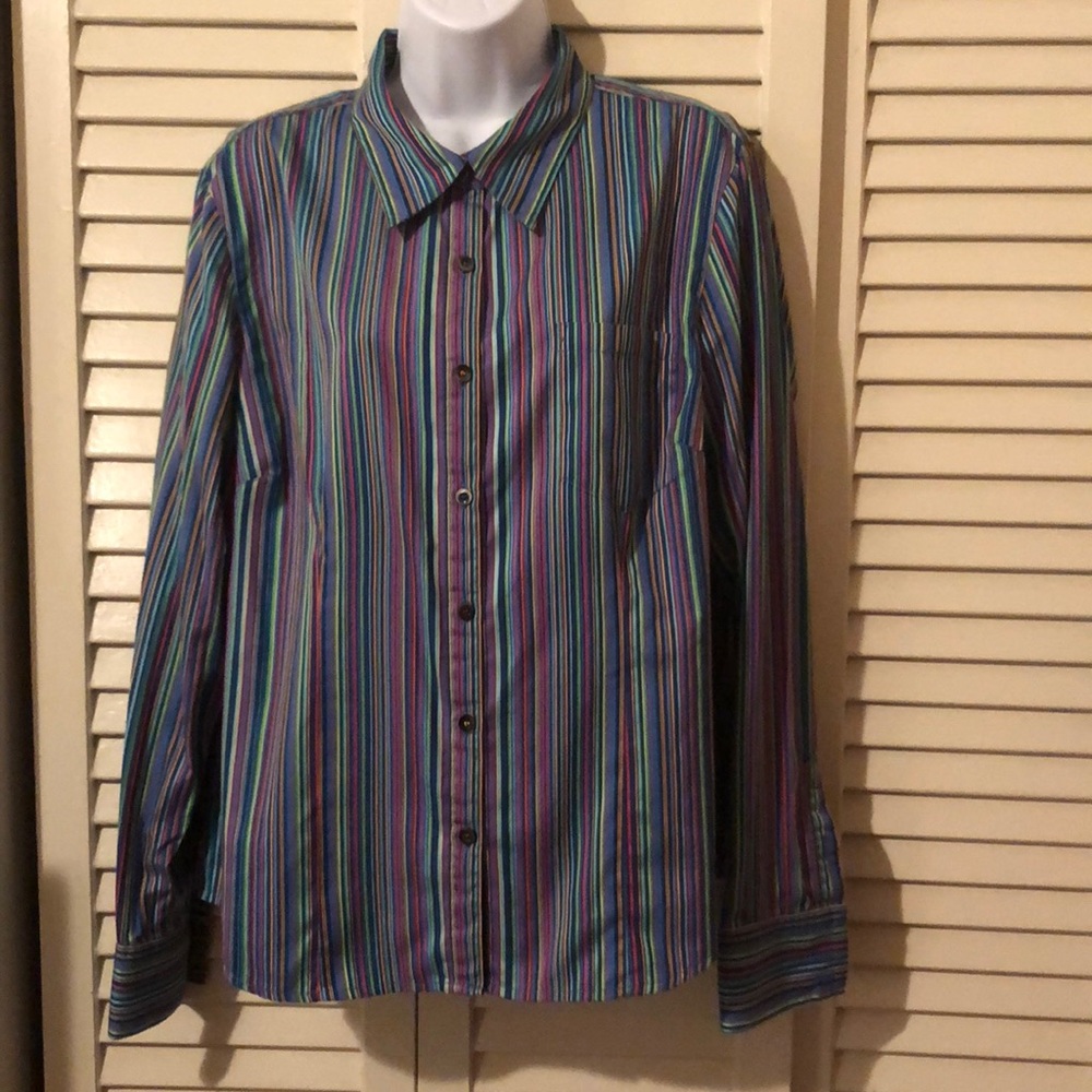Liz Claiborne Colorful Stripped Button Down Shirt